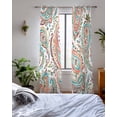 thumbnail image 3 of Paisley Flower Sheer Curtains 63 Inch Length 2 Panels Set for Living Room/Bedroom, Spring Watercolor Floral Leaf Plant Orange Kitchen Curtains Grommet Semi-Sheer Curtains Window Treatments 42"x63"x2, 3 of 7