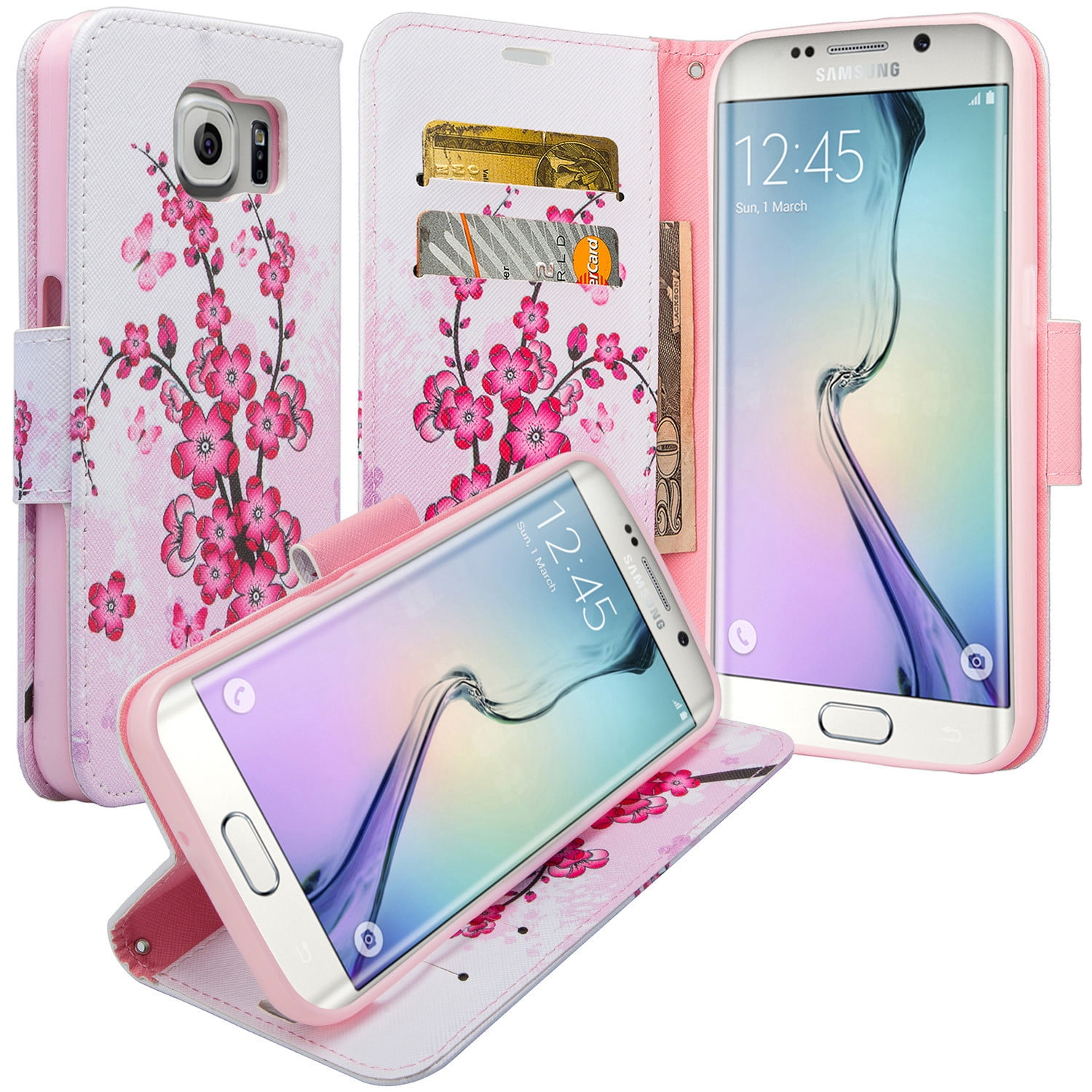 Conclusie verkoper Smash For Samsung Galaxy S6 Edge Plus Wallet Case, Wrist Strap Magnetic Flip  Fold[Kickstand] Pu Leather Wallet Case with ID & Card Slots for Galaxy S6  Edge Plus - Cherry Blossom - Walmart.com