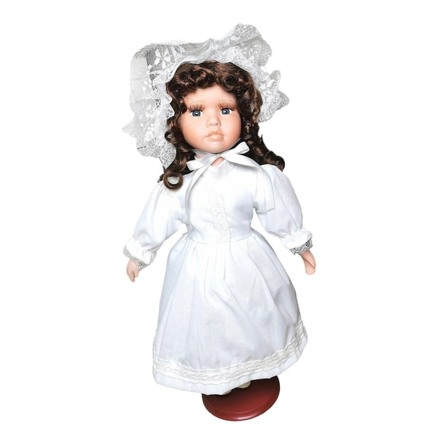 Muñeca decorativa de porcelana, regalo de cumpleaños, encantadora figura de mesa, figura de niña Blanco puro