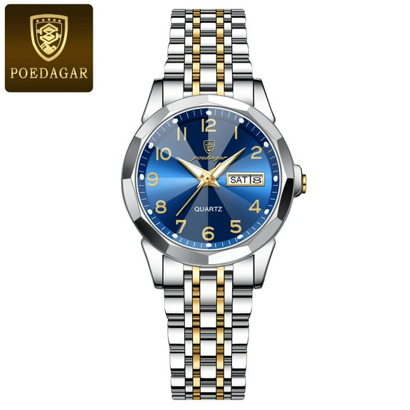 POEDAGAR Luxury Ladies Wristwatch Waterproof Luminous Date Week Women Quartz Watch Stainless Steel Women's Watches Female Reloj