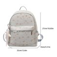 thumbnail image 2 of Floral School Backpack, PU Leather Waterproof Backpack with Pendant, Heavy Duty Mini Bookbag for Travel Work College, Sky, 2 of 10