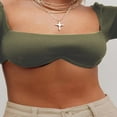thumbnail image 3 of Women Rib Knit Crop Tops Long Sleeve Square Neck Stretchy Blouse, 3 of 6
