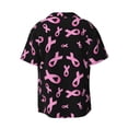 thumbnail image 6 of Lsque Breast Cancer Awareness print Men's Cuban Collar Short Sleeve Shirt Summer Beachwear Casual Button Down Fashionable Vacation Leisure Shirt-4X-Large, 6 of 7