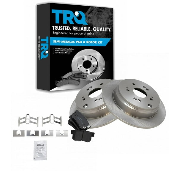 TRQ Rear Brake Pad & Rotor Kit Brake Pads Brake Rotor Semi-Metallic Fits Select 2007-2012 Acura RDX