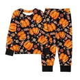 thumbnail image 4 of Angala Halloween Pajamas For Toddler Girls Pumpkin Graphic Pjs Outfits Long Sleeve Pants Set Kid Fall Loungewear, 4 of 4