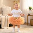 thumbnail image 2 of mgoYE Birthday Outfit Girls Baby One Romper + Ruffle Tulle Skirt + Sequins Crown Headband 3PCS Clothes Set, 2 of 4