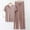 Khaki, variant on Goodtrade8 2 Piece Pajama Set Straight Leg Pants Casual Crew Neck Solid Color Short Sleeve Sleepwear Holiday Pajamas Woman