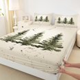thumbnail image 3 of Homewish Green Christmas Tree Queen Sheet Sets, Vintage Watercolor Flat Sheet, Teens Kids Boys Girls Queen Fitted Sheet, Ultra Soft Bedroom Decor, 4-Piece, 3 of 7