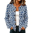 thumbnail image 3 of KLHDSF Women's Leopard Print Knit Cardigan Button Down Long Sleeve Crew Neck Slim Fit Fall Streetwear Casual Jacket for Women Blue S, 3 of 8