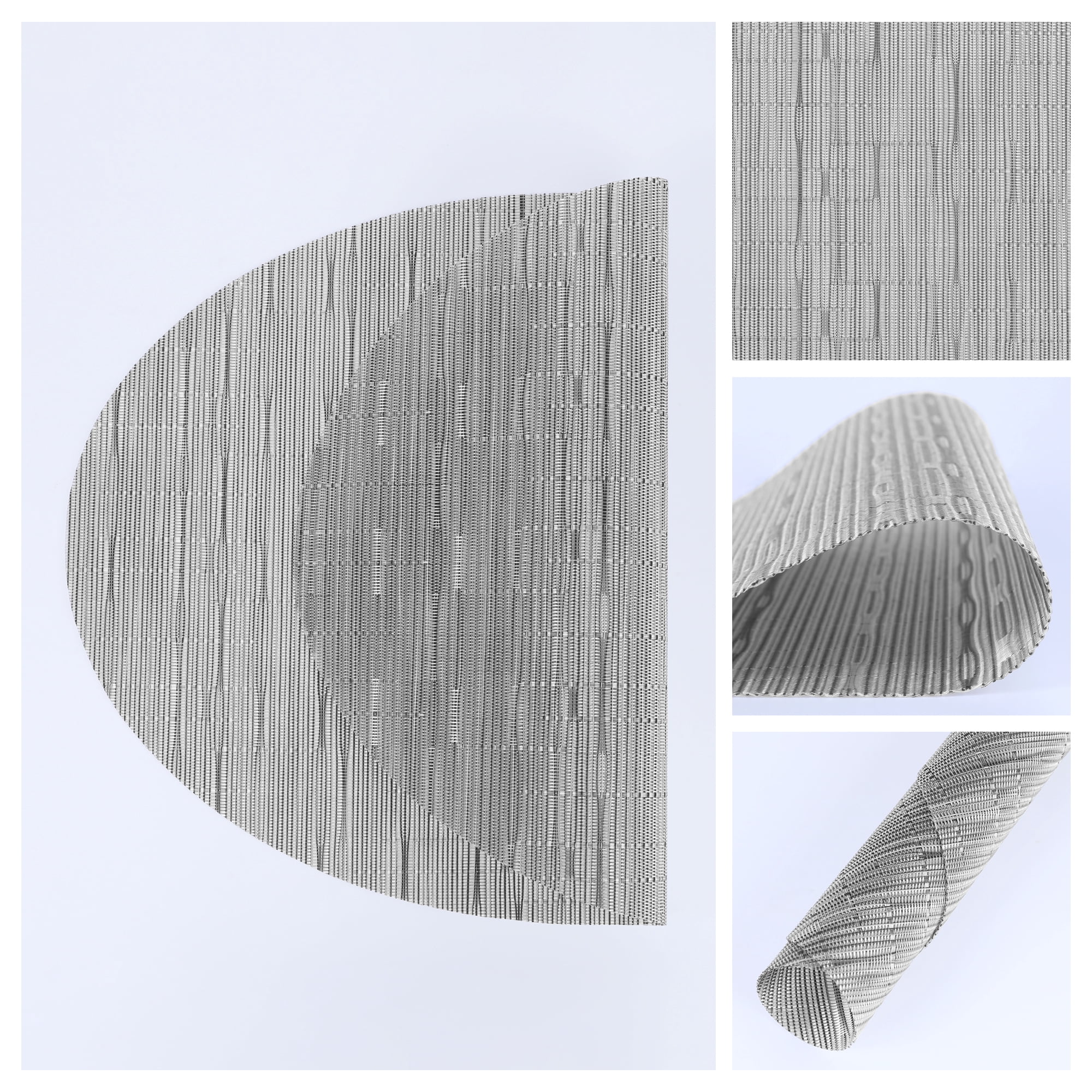 Unique Bargains Set of 6 Oval Placemats for Dining Table Decor Table Placemats Silver Gray