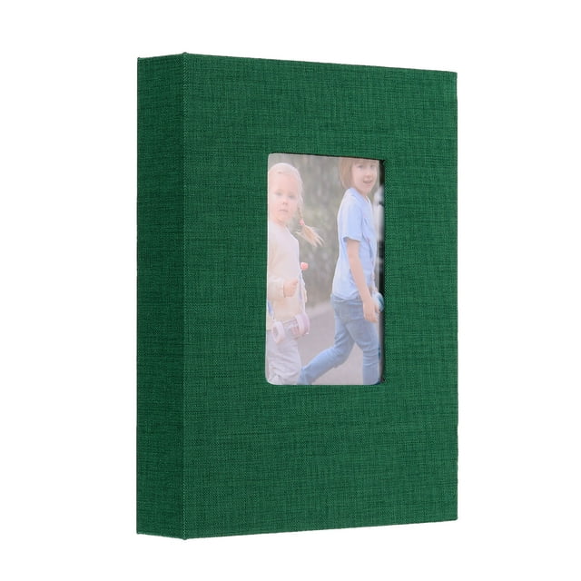 Álbum de Fotos Pequeño Uxcell, Libro de Imágenes de Cubierta de Lino de 5x7 pulgadas que Almacena 52 Fotos, Verde