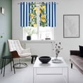 thumbnail image 4 of Blue Stripes Lemon Kitchen Curtains Small Short 39 Inch Length, Spring Fruit Flowers Leaves Line Grommet Top Bedroom Living Room Curtains, Light Filtering Cafe Curtain Drapes 2 Panels Set 55''x39'', 4 of 9