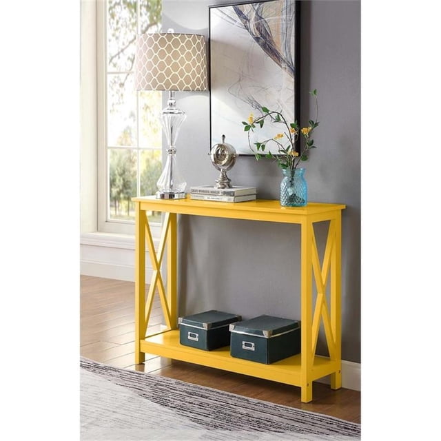 Pemberly Row Table Console Transitionnel, Fini Bois Jaune