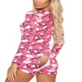 thumbnail image 2 of Combinaison Moulante pour Femmes de la Saint-Valentin avec Rabat Fessier, Pyjama à Manches Longues et Short, Rose LipsXL, 2 of 6