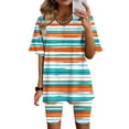 thumbnail image 2 of XWSHYW Womens Clothes Women Casual Summer V Neck Short Sleeve Tops And Short Pants Suit, Sizes S-3XL, 2 of 7