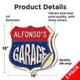 thumbnail image 2 of Alfonso's Garage (2 Pack) 18 inch X 18 inch Shield Shaped Heavy Duty 3.2 mil Vinyl Decals Weather Resistant, UV Protected To last, Gift for Dads and Uncles Classic Americana Crafted in, 2 of 6