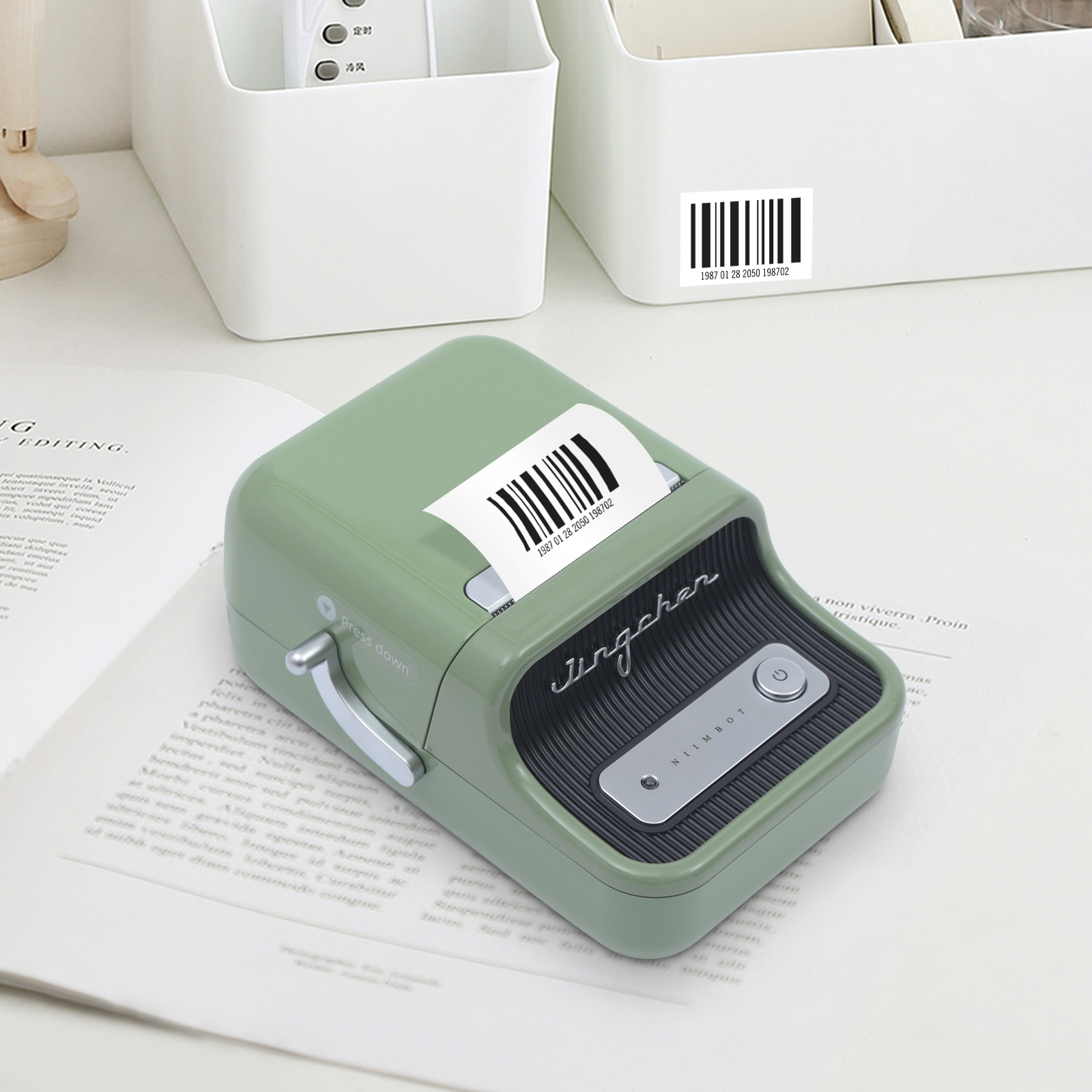 Loyalheartdy Thermal Label Printer Bluetooth Portable Green ABS PVC Label  Maker Machine with Roll Tape for Home, Office