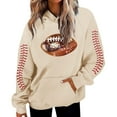 thumbnail image 2 of Women's Fashion Sequined Casual Football Cheer Rugby Tops Long sleeve Hoodie Pullover Rugby Women Hooded Sweatshirt, 2 of 5