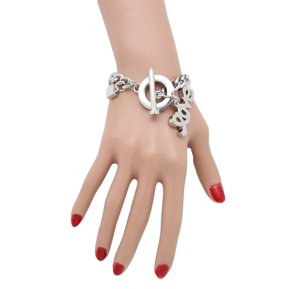 Women Bracelet Silver Metal Chain Friendship LOVE Charm Nail Heart Attractive