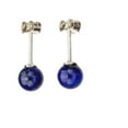 thumbnail image 4 of Round 10mm Blue Lapis Stone Station Sterling Silver Box Chain Necklace Stud Earrings 16"+2", 4 of 4