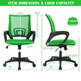 thumbnail image 6 of CL.HPAHKL Mesh Computer Desk Chair, Ergonomic Office Chair with Lumbar Support & Armrests Mid Back Swivel Rolling Task Chair for Home Office Study Gaming, Green, 6 of 7