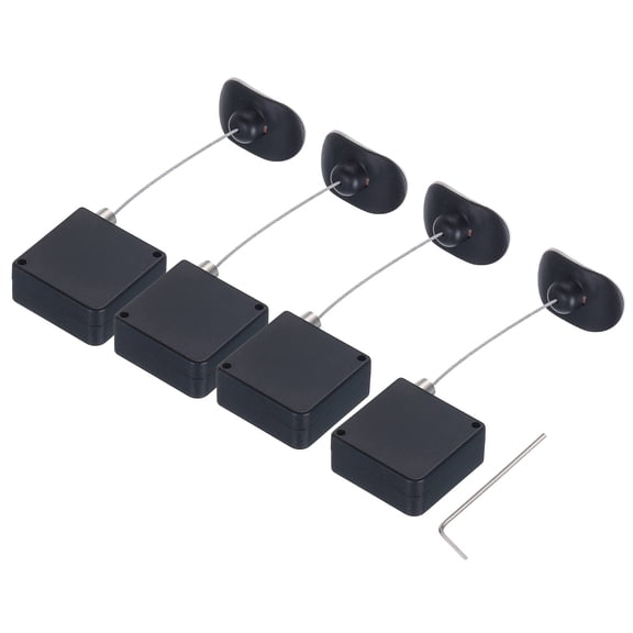 Retractable Cable Lock with Double-Sided Adhesive Remote Lock Arc terminal 600g 4Set Black