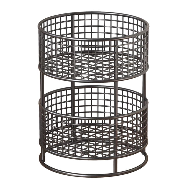 Cesta de almacenamiento, cesta de frutas de malla metálica, estante de cocina, cesta de alambre con hierro resistente para una organización eficiente negro