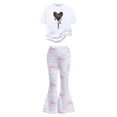 thumbnail image 6 of LRen Girls Short Sets Size 6 Cartoon Print Short Sleeved Tops and Flare Pants Outfits Set Crew Neck Fashion Streetwear 2-Piece Set Preppy Clothes, 6 of 6