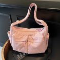 thumbnail image 3 of HUISZJ Women Corduroy Shoulder Bag, Multi Pocket Handbag, Top Handle Crossbody Bag for Work Travel Outdoor (Pink), 3 of 10