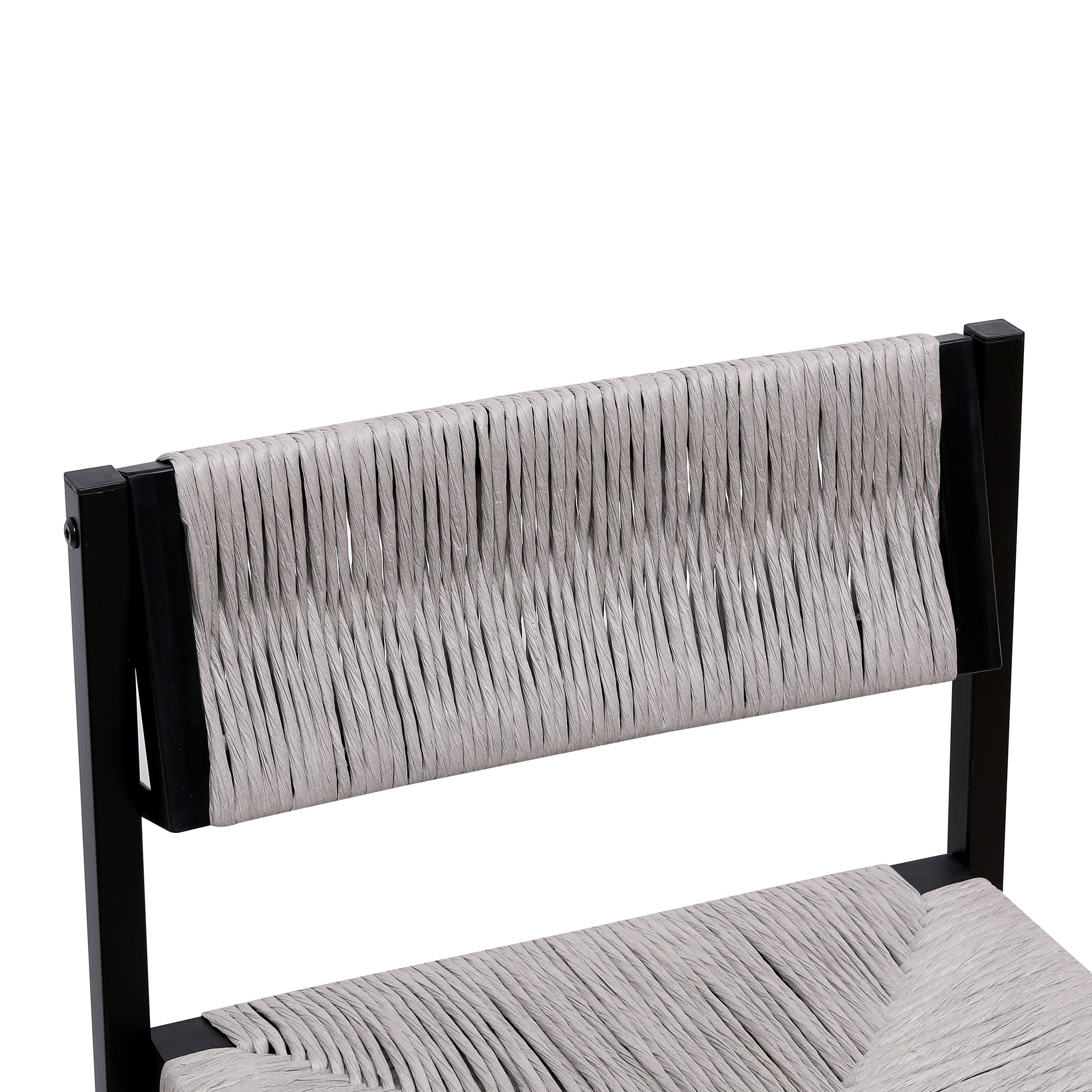 SYNGAR Bar Stools with Back Sets of 2, Woven Bar Chair with Metal Legs, Counter Height Bar Stools, Bar Chairs for Kitchen Bars Restaurants, Tufted Barstools Set, Gray