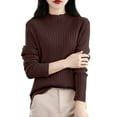 thumbnail image 4 of Women's Ribbed Knit Turtleneck Sweater 2025, Fall Winter Slim Fit Long Sleeve Pullover Top, Stretchy Comfortable Basic Layering Piece for Daily Wear, Office, Dating and Vacation Outfits Brown L, 4 of 5
