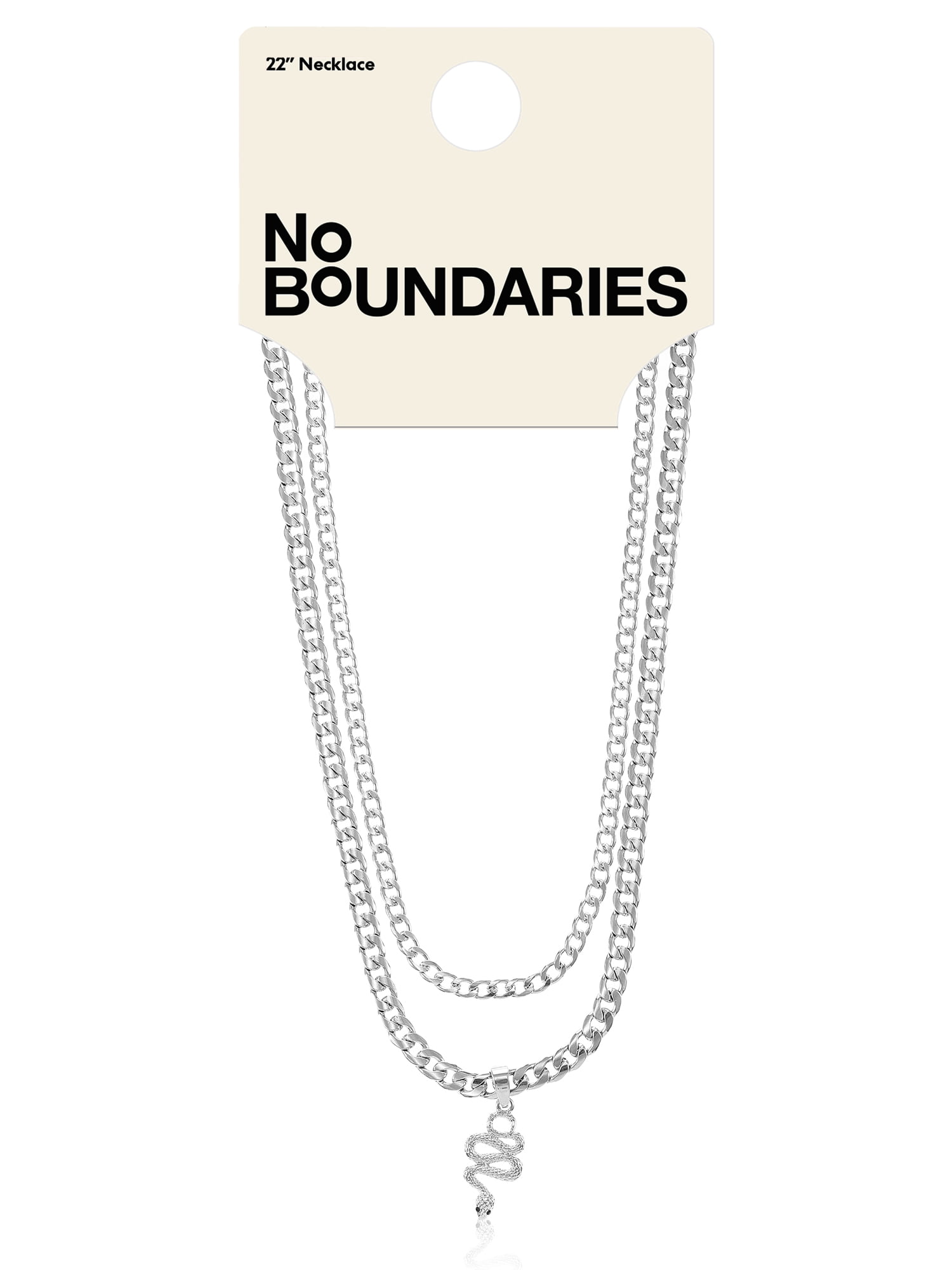 No Boundaries Men's Snake Pendant Necklace, Silver