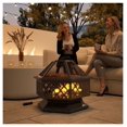 thumbnail image 2 of 28" Outdoor Fire Pit with Grill - Hexagon Wood Burning Fireplace - Spark Screen & Poker - Portable Patio Firepit for Camping, 2 of 9