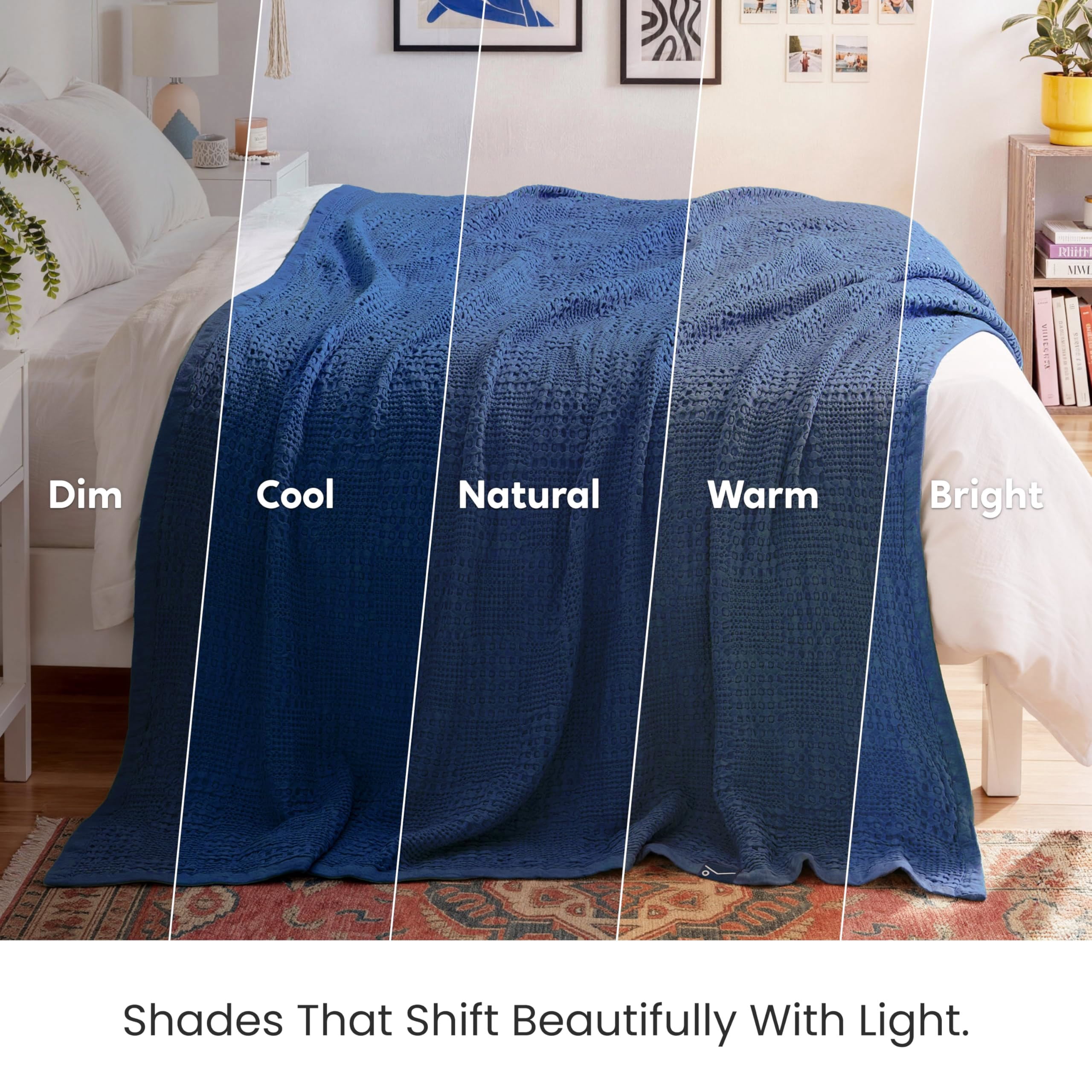 Joyfy Waffle Blanket - Turkish Cotton Soft Navy Blanket
