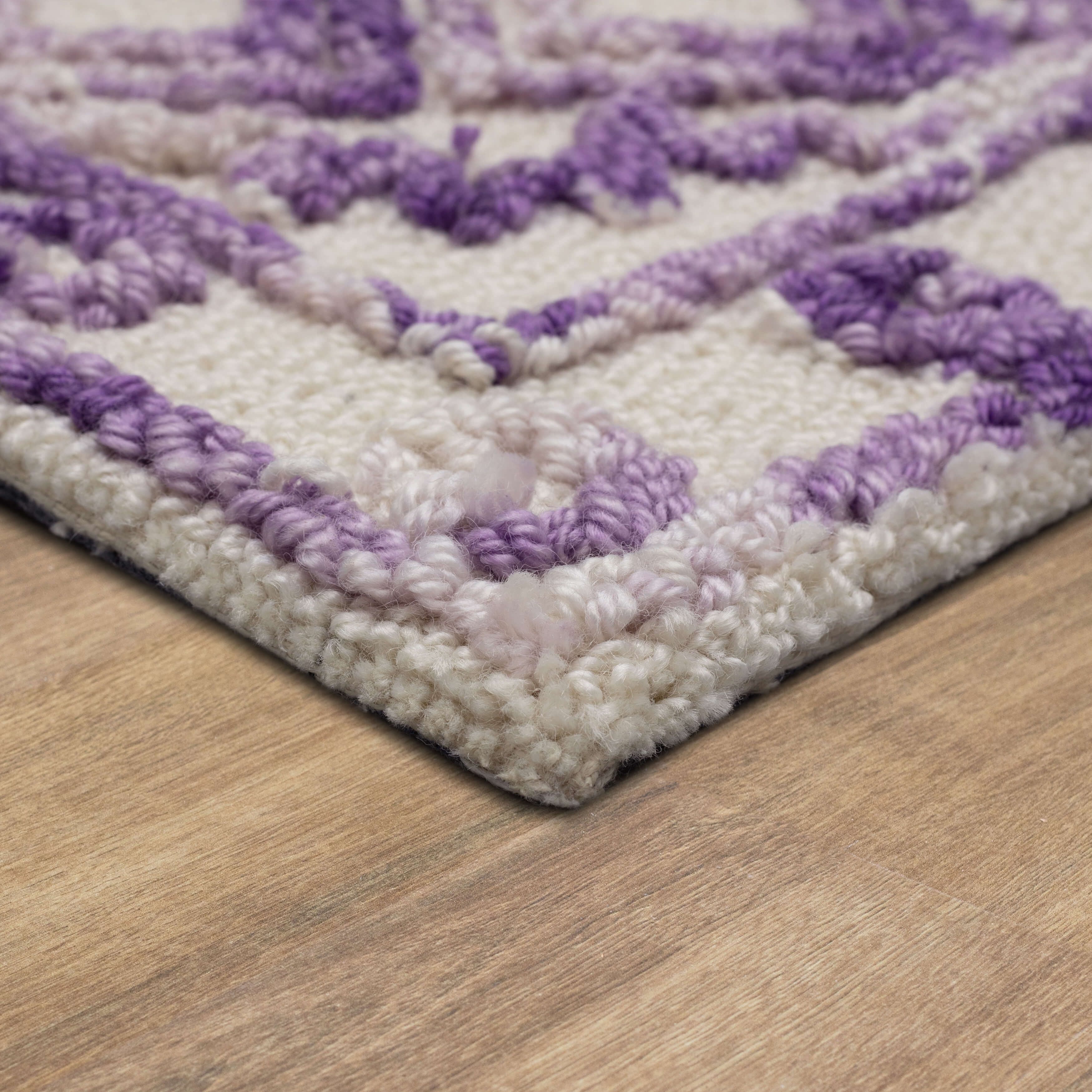 Mohawk Home Kids Collection Geometric Nomad Low Pile Stain/Fade Resistant Non-Skid Area Rug, Purple, 4' x 6'