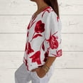 thumbnail image 5 of Pxiakgy Summer Linen Shirts for Women Henley Button Down V Neck 3/4 Sleeve T-Shirt Blouse Casual Loose Basic Printed Tunic Tops 2025 Cotton Linen Tops Summer Loose Fit Blouse V Neck Tops Red 4Xl, 5 of 6