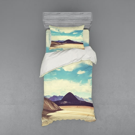 Landscape Duvet Cover Set, Photograph Northern Brazilian Plateau Wanderlust Serene in Abandoned Rocks Paint, Bedding Set with Shams and Fitted Sheet, 3 Sizes, by Ambesonne