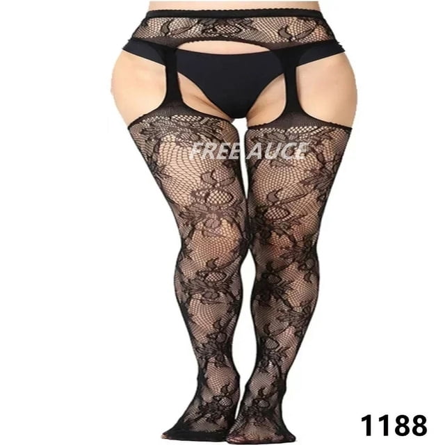 FREEAUCE Bas Grande Taille pour Femmes Bas en Dentelle Surdimensionnés TTTG Bas Résille Transparents 1188 Taille Unique