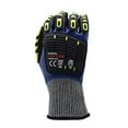 thumbnail image 2 of 10-Pack of Cordova 3726TPRL Tuf-Cor Impact Work Gloves, 13-Gauge HPPE/Glass Fiber Shell, Blue Nitrile Full Coating, Black Sandy Nitrile Palm Coating, TPR Protectors, ANSI Cut Level A4, Large, 2 of 5