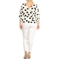thumbnail image 3 of eVogues Plus Size Round Neck Chiffon Wrap Back Top Polka Dot Print White, 3 of 7
