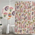 thumbnail image 5 of Easter Shower Curtain, Waterproof Shower Curtains for Bathroom, Country Floral Wreath Rabbit Ears Eggs Carrots Washable Fabric Bathtub Curtain Set Bath Decor with 12 Hooks Standard 72"x72", 5 of 8