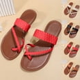 thumbnail image 4 of Dakaela Women's Strappy Flat Sandals Braided Summer Flip Flops Open Toe Casual Slides Footbed Slippers, 4 of 5