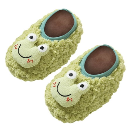 

Binmer Toddler Boys Girls Solid Color Cartoon Socks Keep Warm Plush Kids Soft Non-Slip Indoor Toddler Shoes Socks