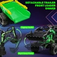 thumbnail image 5 of 4-in-1 Ride on Tractor, 24v Ride on Toys for Big Kids, Remote Control Excavator with Trailer, Shovel Bucket, Digger, Remote Control, EVA Tires, LED Light, Music, USB, Green, 5 of 7