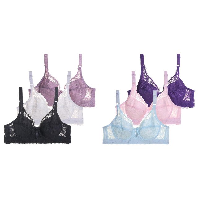 (2-Pack) Rinsvye Women Full Cup Underwire Bra Set Stretchy Fabric Various Sizes Available Stylish Trendy Look Everyday Comfort