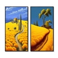 thumbnail image 2 of Designart "Country Road Amidst Golden Blossoms" Meadow Framed Wall Art Set Of 2 - Traditional Yellow Frame Gallery Set For Office Decor, 2 of 6