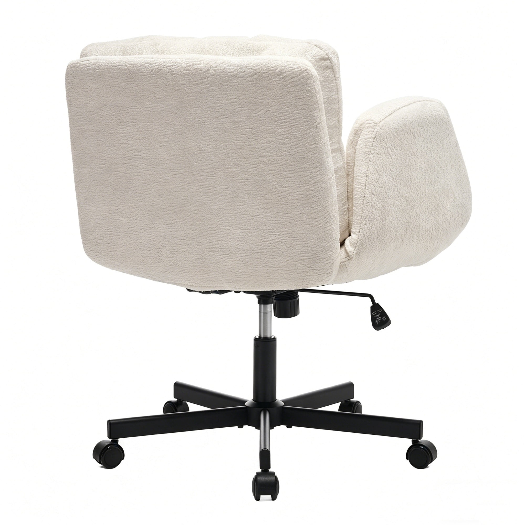 Modern Chenille Swivel Office Chair, Height Adjustable Task Chair with Convertible Armrests, Double Cushioned Desk Chair for Home Office, Vanity & Living Room