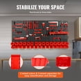 thumbnail image 4 of Wall Mounted Tool Organizer with 30 Bins, Plastic Garage Storage Rack for Screws, Nails, Bolts&Small Parts, Includes Panels and Hooks, Black/Red, 4 of 12