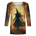 thumbnail image 4 of MaFYtyTPR Halloween Top for Women Ladies' Fashion Halloween Printed Round Neck 3/4 Sleeve Loose T-shirt Tops, 4 of 5