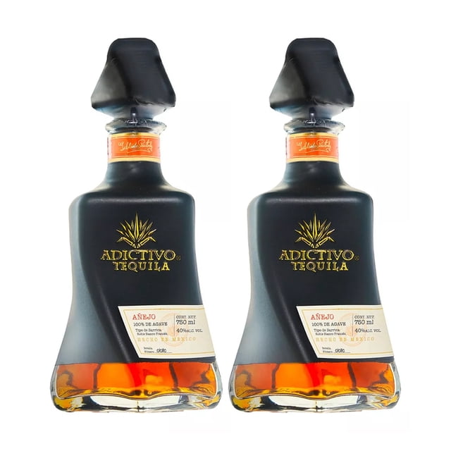 Duo Pack Tequila Adictivo Añejo Black 100% Agave 750 Ml ADICTIVO Tequila Añejo